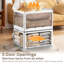 Boîte de rangement pliable, 5 ouvertures latérales empilables avec couvercle, roues, loquets de sécurité, poignées-12971078-12971099