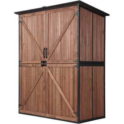 Outdoor Storage Shed Upgraded With Strong Metal Frame Garden Tool Shed Storage House Cabinet With Adjustable Shelfs And Wooden Floor 4.6 X 2.42ft (dark Brown)