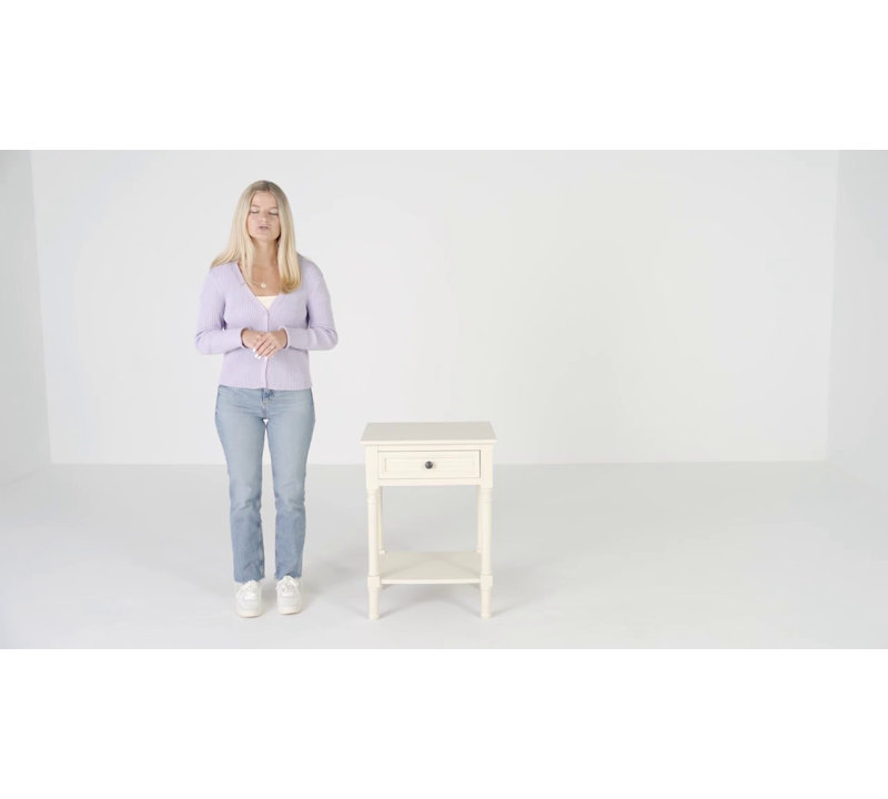 Distressed Gray Wood End Table with Storage