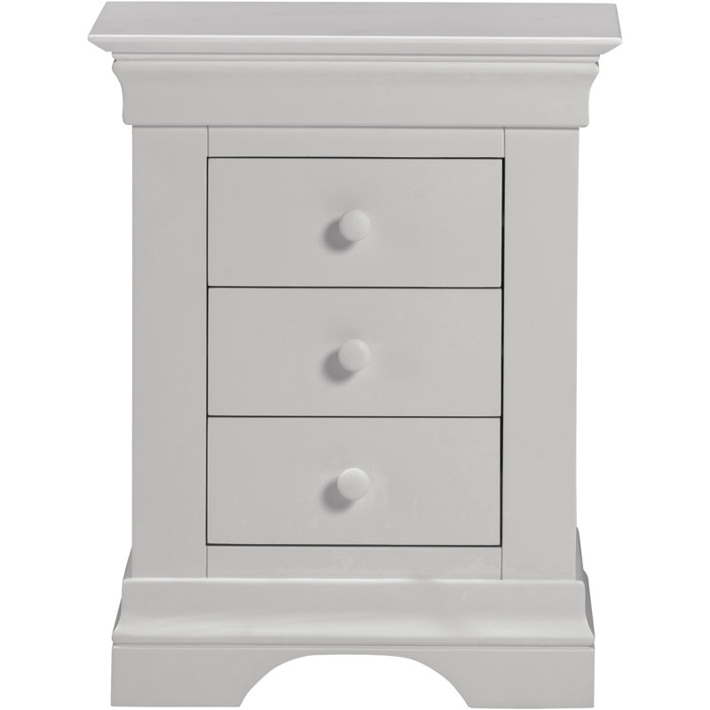 Adaleya 3 Drawer Bedside Chest, Grey
