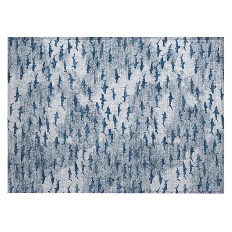 Machine Washable Indoor/Outdoor Chantille ACN2594 Animal Rug, 1'8" x 2'6", Blue
