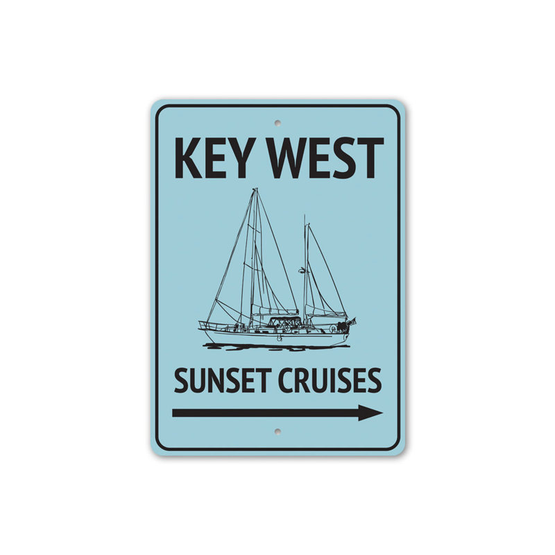 Enseigne en aluminium Key West Sunset, H 14 po x l 10 po x P 0,04 po
