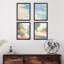 «Watercolor Forest Tree Landscape Collage», ensemble de 4 impressions murales géométriques abstraites encadrées sur papier, impression de 4 pièces-93012295-93012298