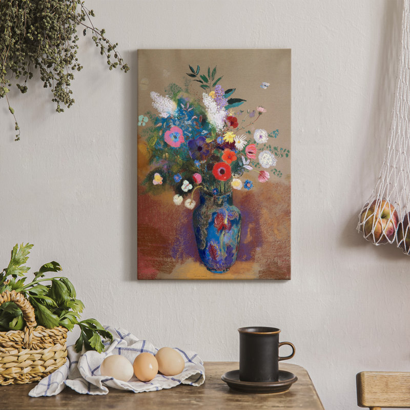 Bouquet de fleurs - peinture sur toile tendue, H 18 po x l 12 po x P 1 po