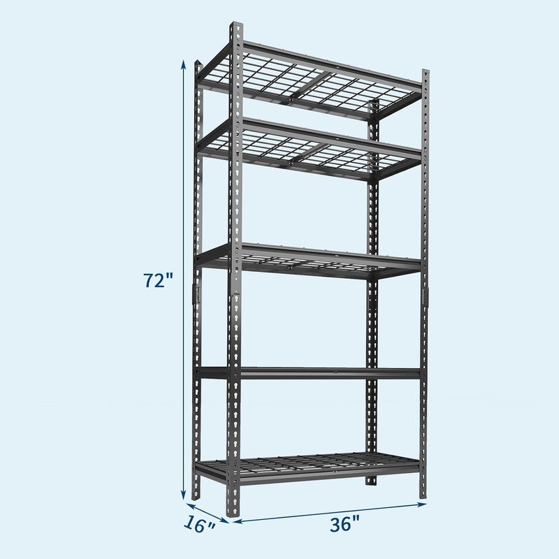 Étagère de garage à 5 niveaux, capacité de 2 200 lb, tablettes de rangement réglables robustes en métal, H 72 po