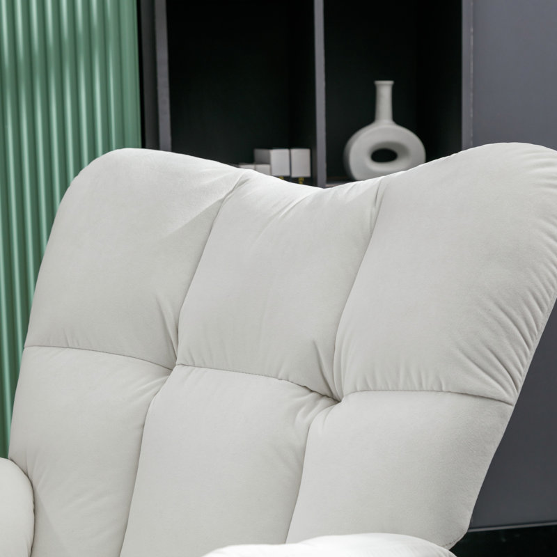 Chaise berçante rembourrée en velours Mid Century