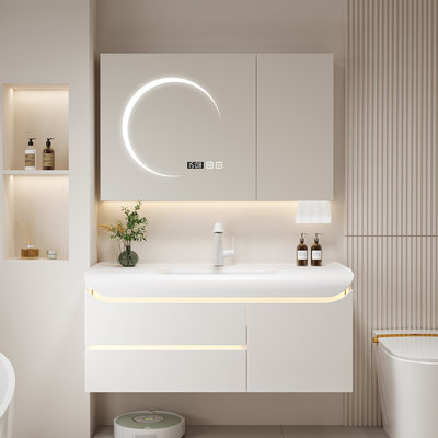 Armoire de salle de bain simple de style crème moderne