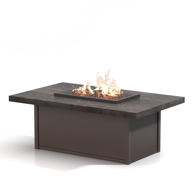 Chat Polyresin/Aluminum Propane/Natural Gas Fire Pit, 19" H x 32" W x 52" D, Carbon - Sequoia - Bronze Glass