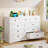 Bedroom Dresser With 9 Drawers, 51.2‘’ Long Dresser Tv Stand With Charging Station, Farmhouse Dresser Chest Of Drawers, Large Wood Storage Tower Organizer Dresser For Bedroom, Living Room-1206481351
