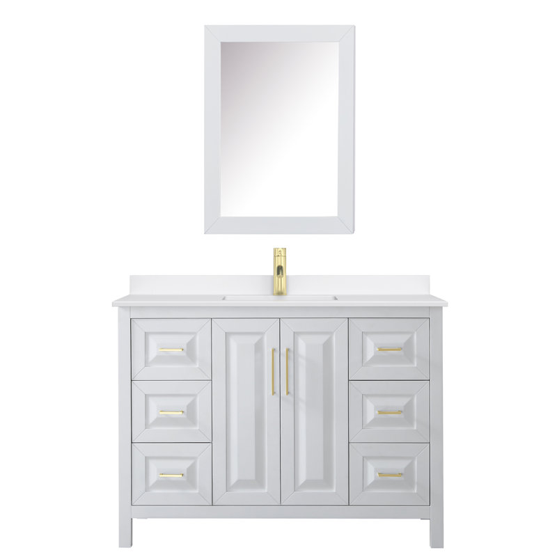 Daria 48'' W Vanity, White, Brushed Gold, Giotto Quartz