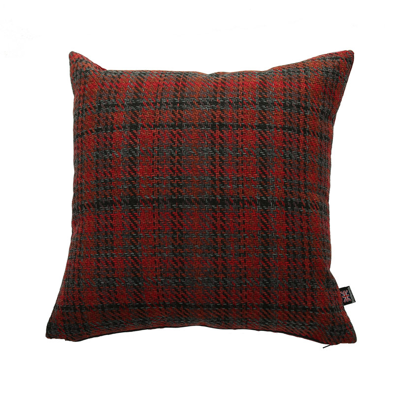 Deemer Plaid Square Cushion, 55 x 55cm, Red
