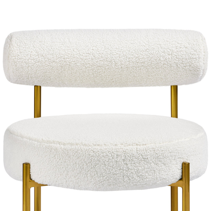 Upholstered Boucle Side Chair, White