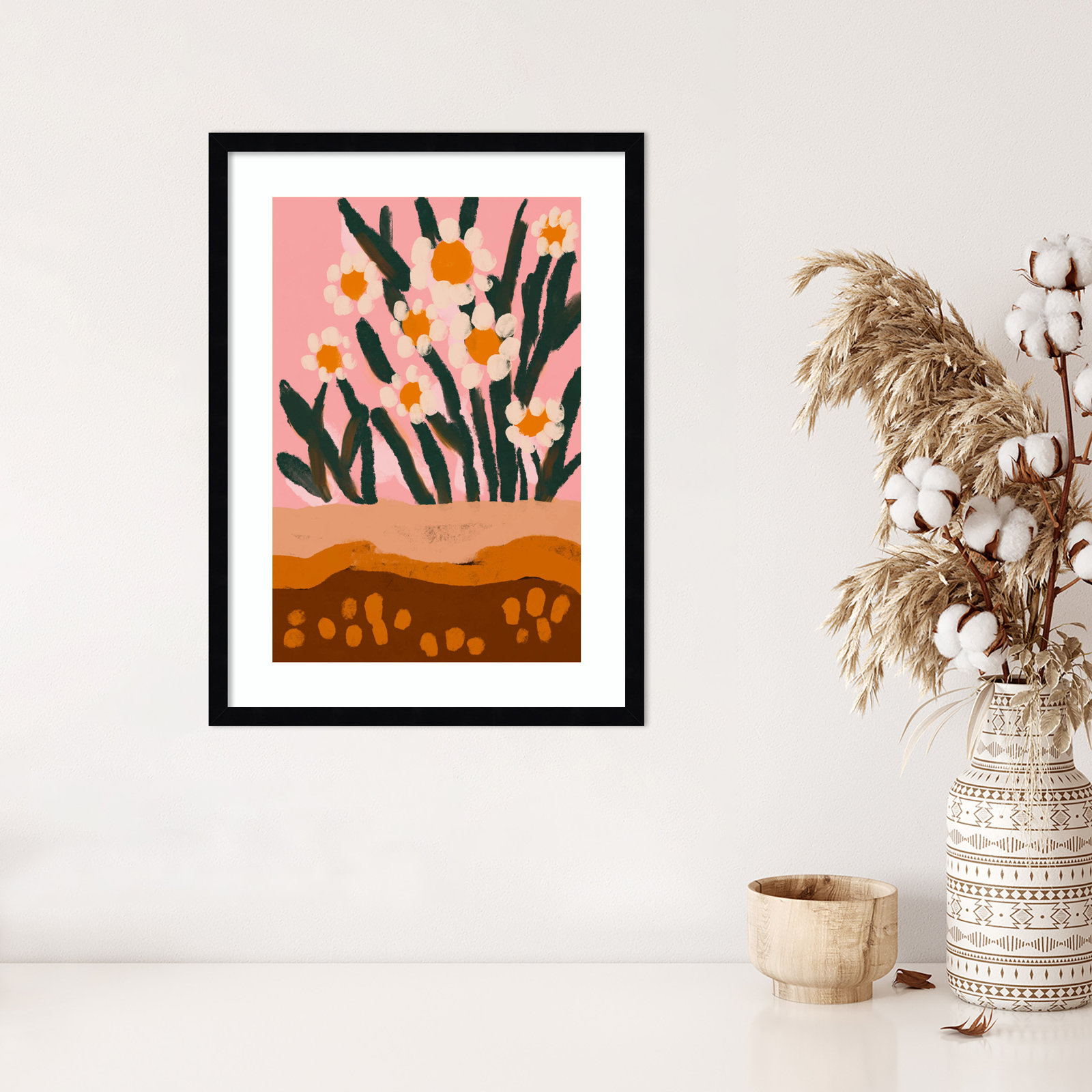 Pastel Flower Impression No 3, 25" H x 19" W, Black