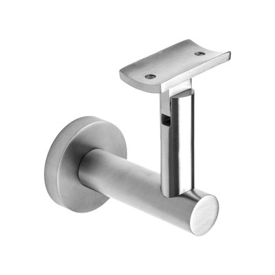 Glass Mount Handrail Bracket with Round Rose and Curved Plate