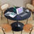 23.6 inch Round Dining Table,Black-540107817-555651238-558319753
