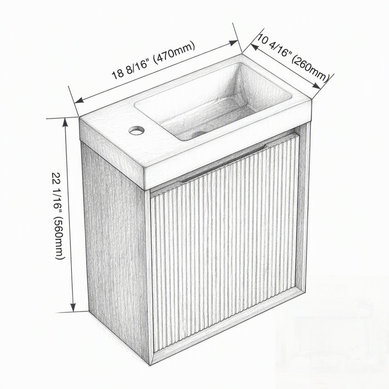 Wall Mounted Single Vanity Bathroom Vanity With Resin Top