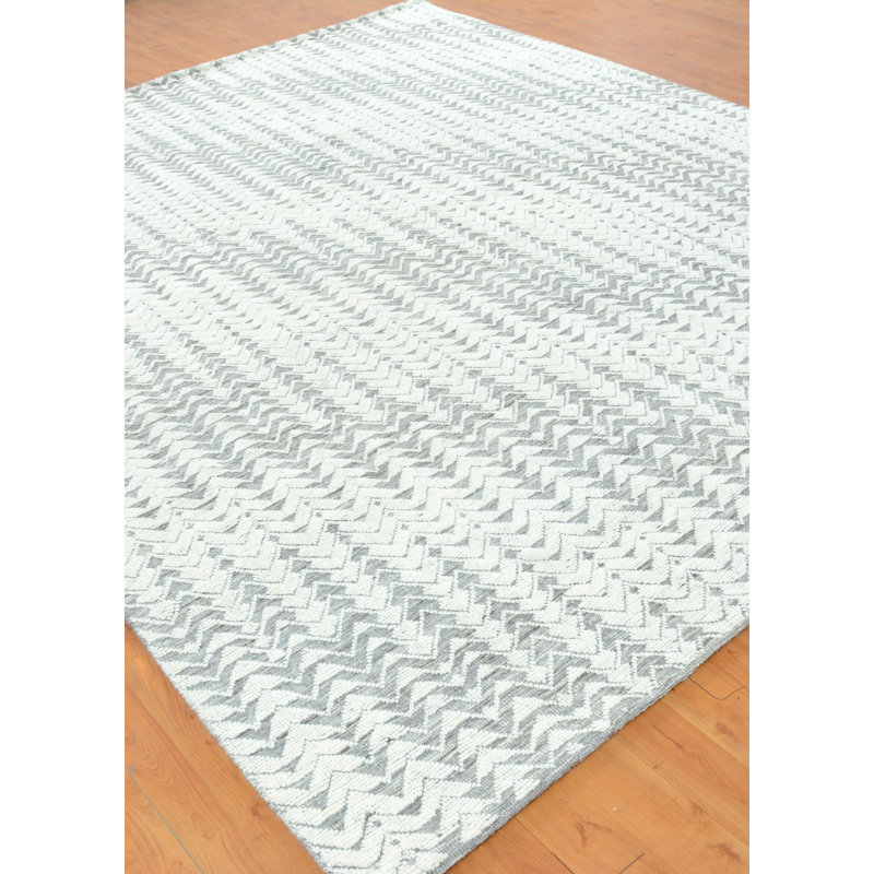 Herringbone One-of-a-Kind Rectangle 8'2" X 9'11" 1920s Wool Area Rug in