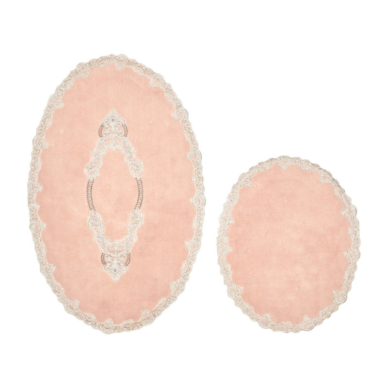 Ensemble de tapis de bain luxueux en coton (2 pièces), couleur poudre | Dessous antidérapant, 1,6 lb / pi² | Tapis de bain 19,7 po x 23,6 po et 23,6 po x 39,4 po | Lavable à la machine à 86 ° F | Doux, absorbant et élégant pour la décoration de salle de bain