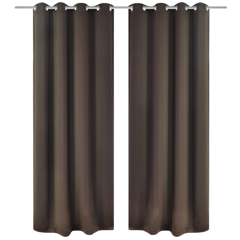 Back East Room Darkening Curtain Pair, Brown, 135 W x 175 D cm