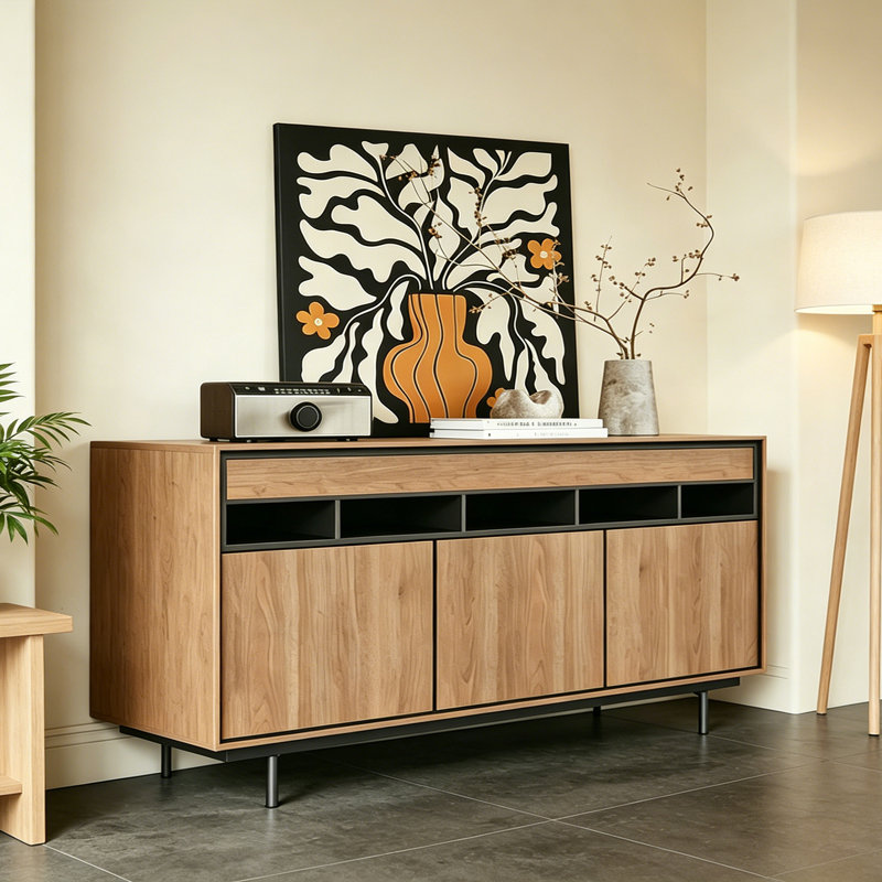 Buffet haut de gamme rétro de style chinois, H 35,4 po x l 70,8 po x P 15,7 po