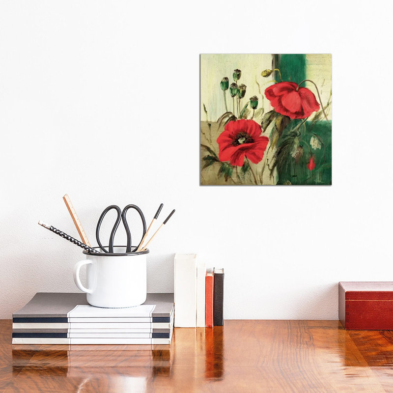 Red Poppies Composition II by Katharina Schöttler - Wrapped Canvas Painting, 30.48 cm H x 30.48 cm W