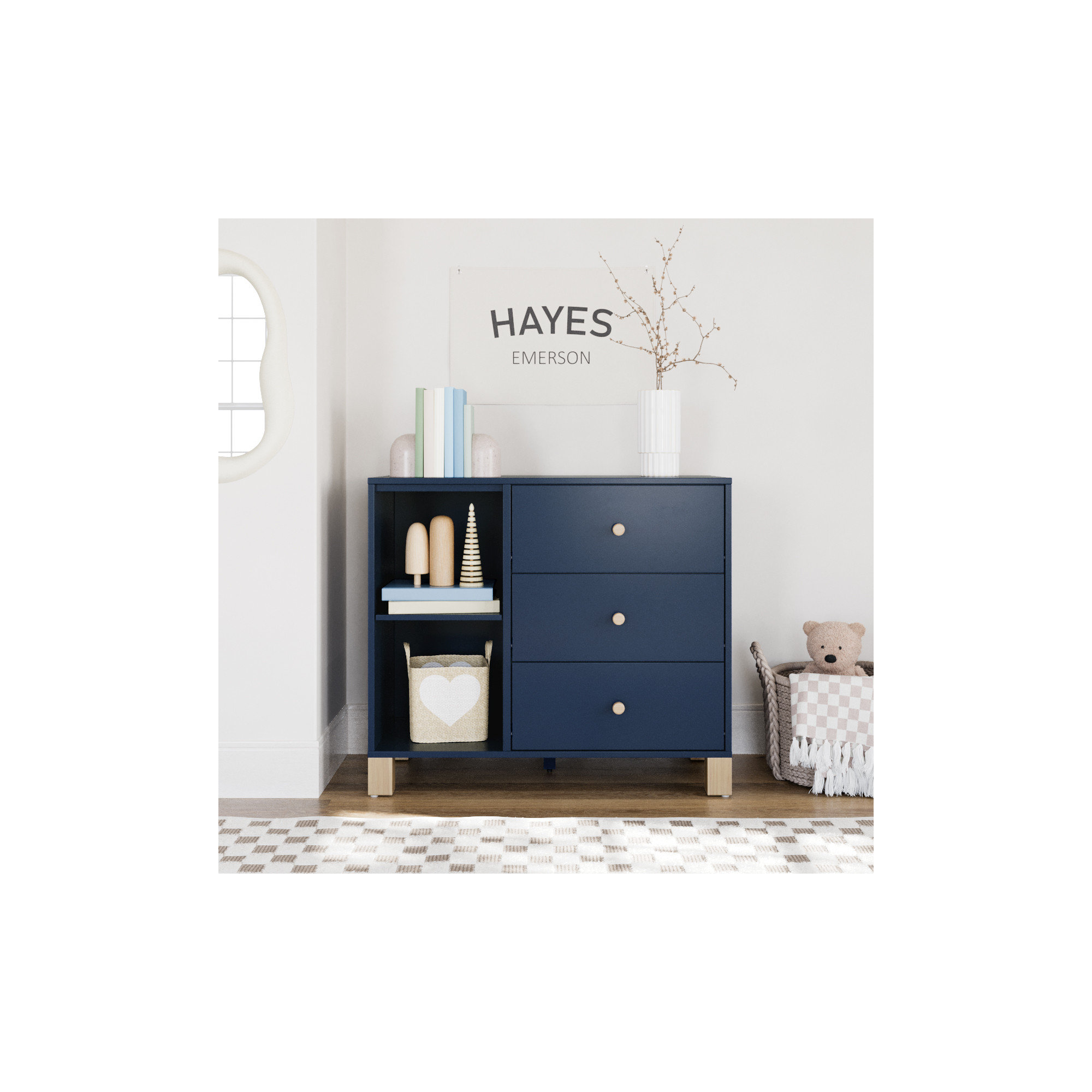 California 3 Drawer Combo Dresser, Midnight Blue