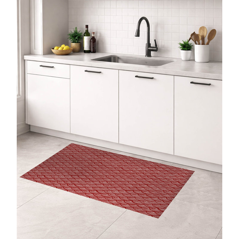 Tapis de cuisine Rolling Waves, Rectangulaire 2 pi x 3 pi, Rouge canneberge