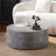 Table basse ronde à tambour avec faux béton, panneau de fibres à densité moyenne gris doux, aucun assemblage requis pour le salon