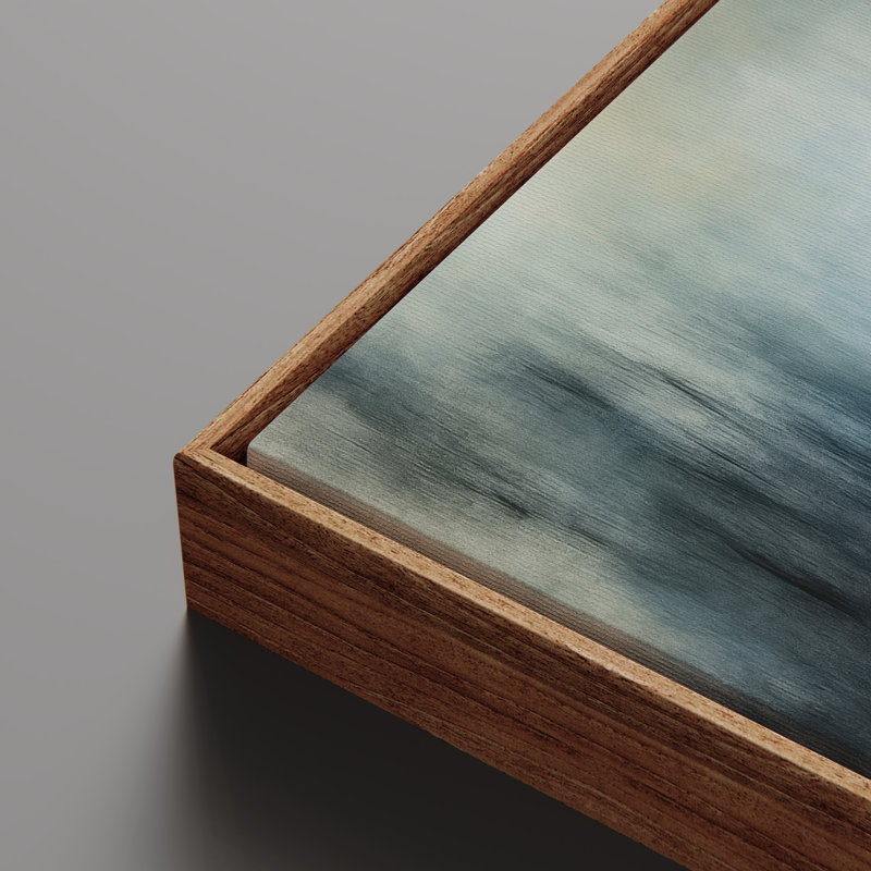 Framed Canvas Wall Art - Blue Abstract Landscape Wall Prints for Bedroom - 24"x36", Natural, 36" H x 24" W