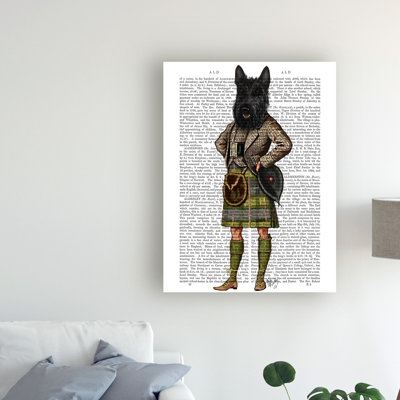 Scottish Terrier In Kilt by Fab Funky - Print on Canvas