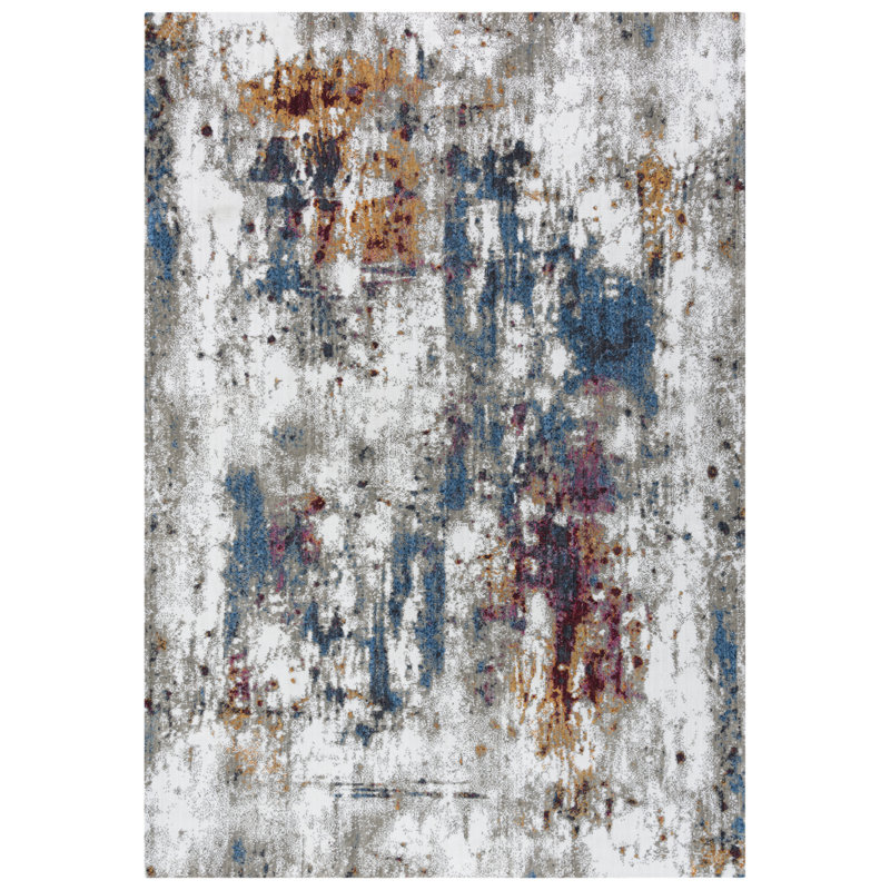 Tapis crème / bleu Paver, Rectangle 10 pi x 13 pi