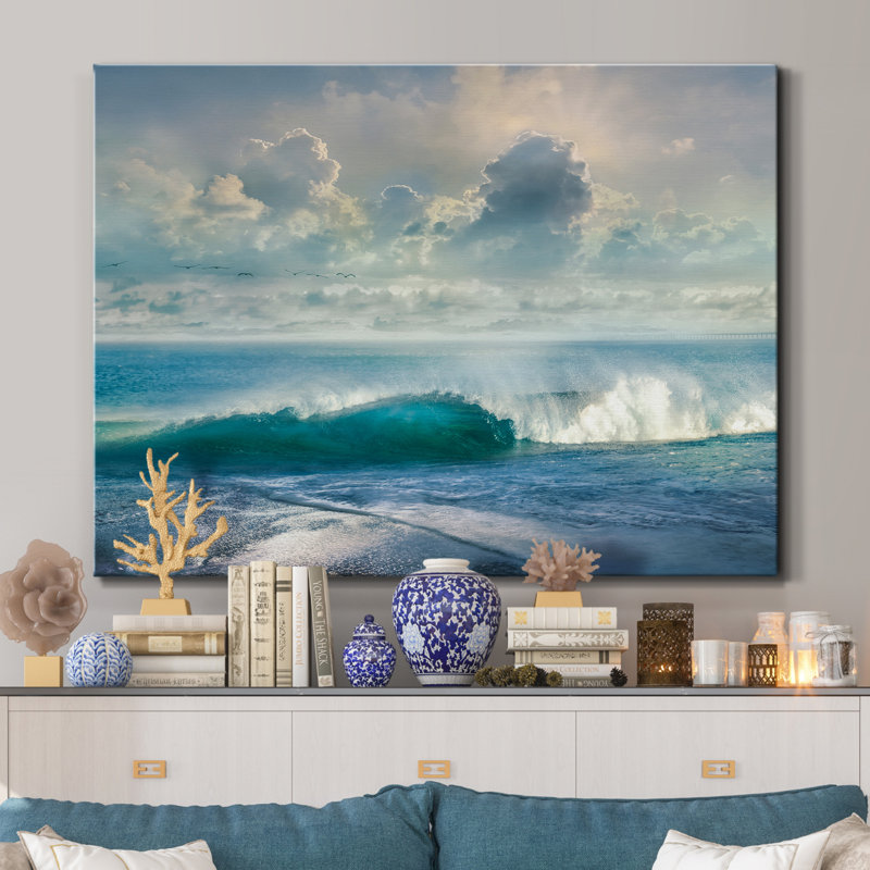 Regarder les vagues par J Paul - reproduction d'art sur toile tendue, H 40 po x l 30 po x P 1 po