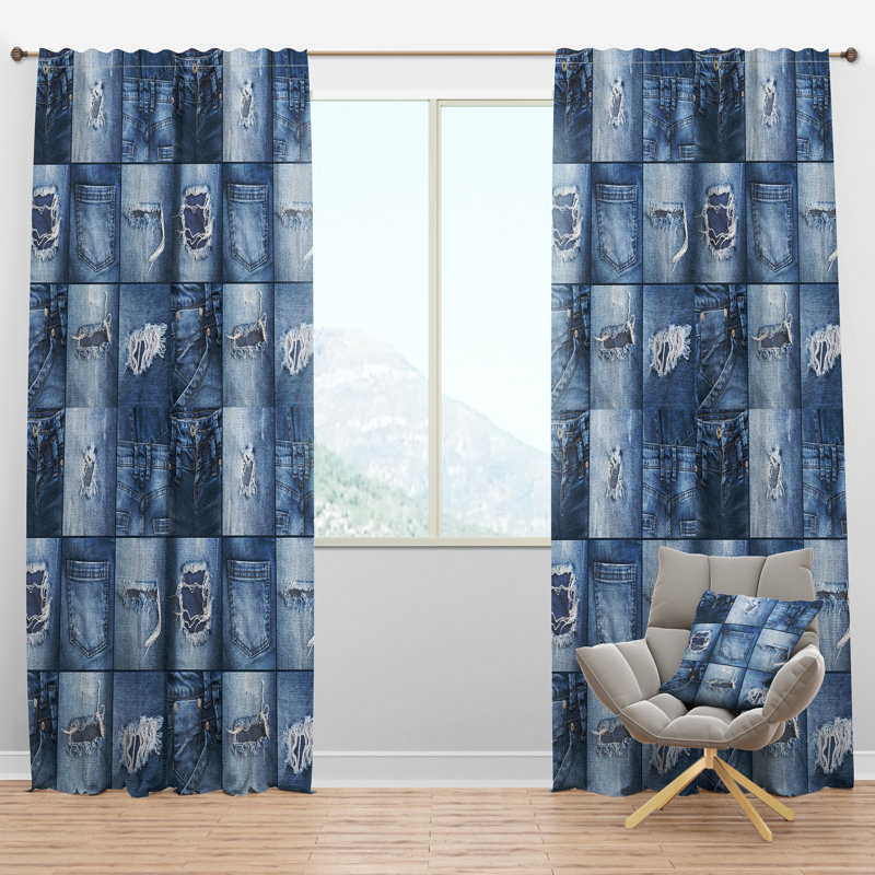 Blue Jeans Close-ups - Modern Velvet Curtain - Room darkening - 1 panel, 52"W x 84"L