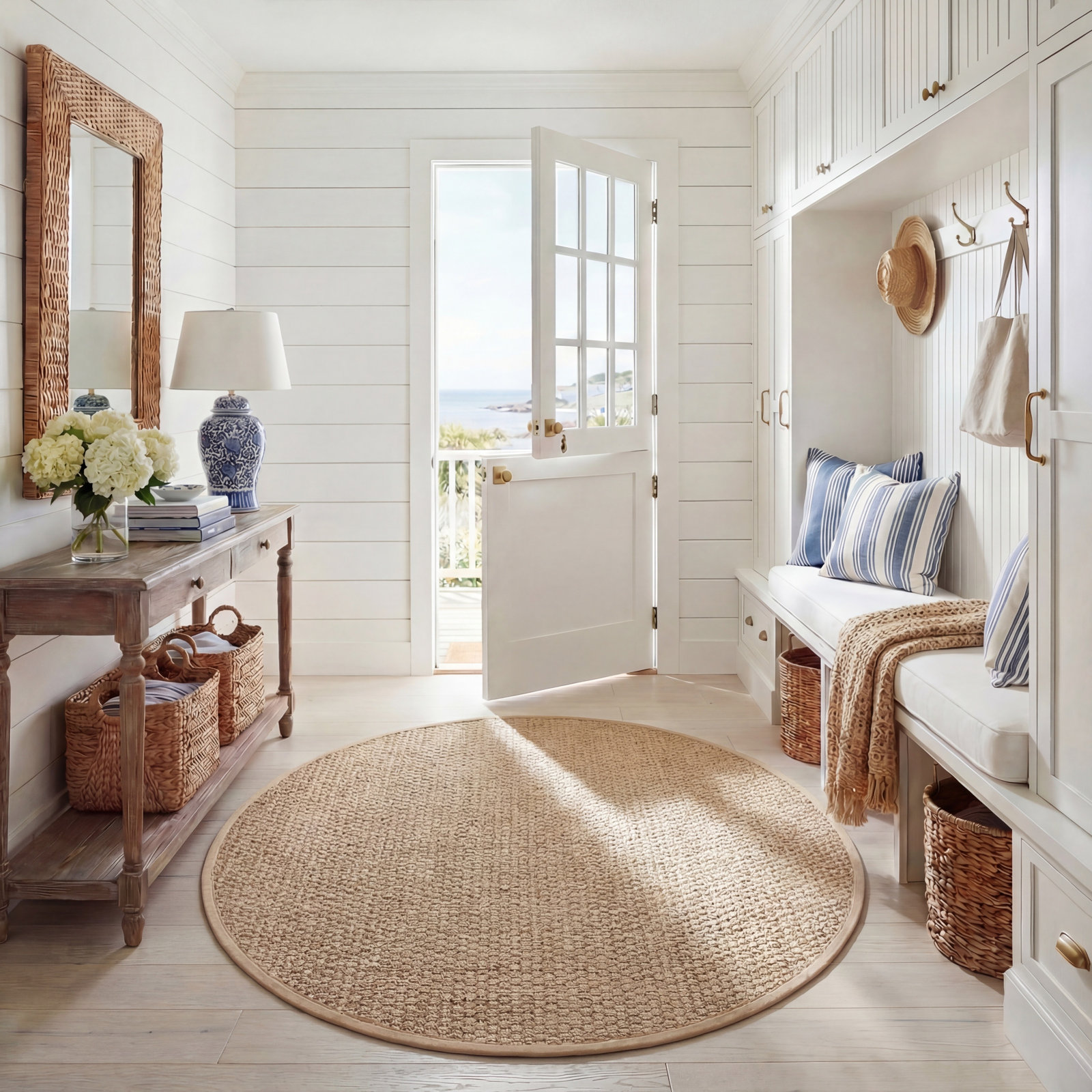 Brookhaven Natural Beige Seagrass Rug, Round 6'