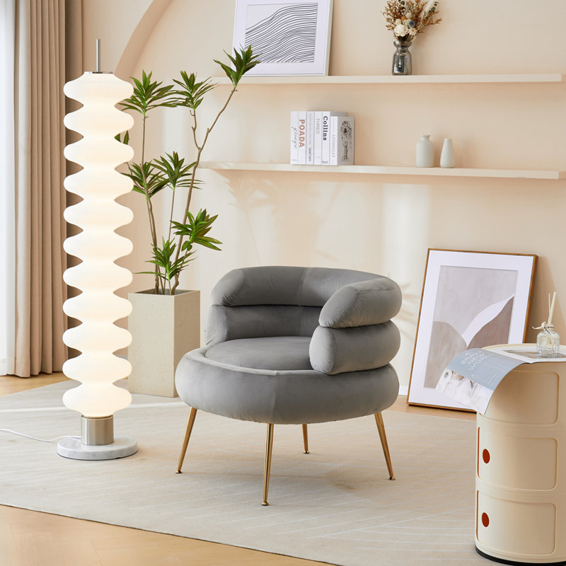 Fauteuil demi-tonneau avec repose-pieds Parkwoods, Velours gris profond