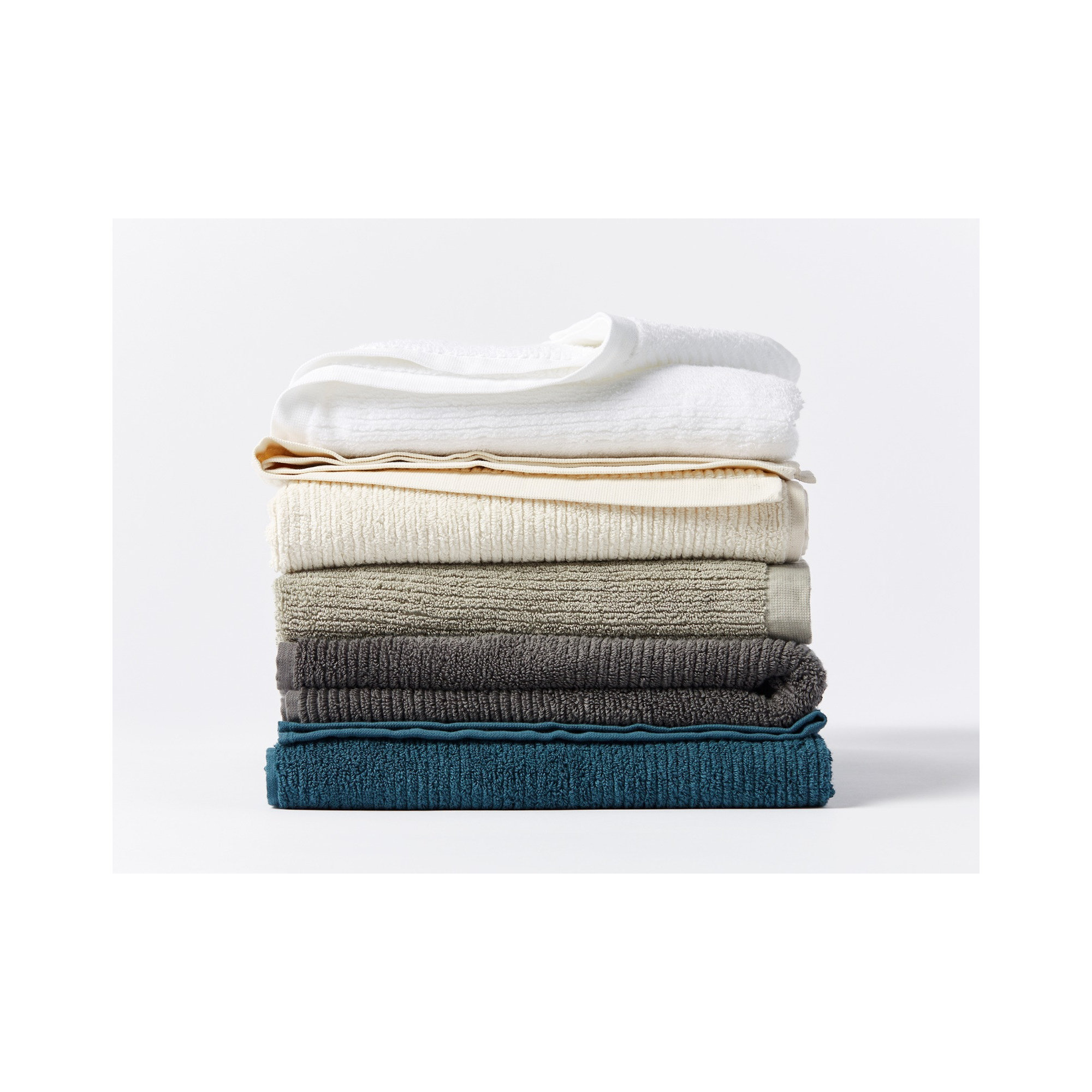 Temescal Organic Ribbed 6pc Towel Set, Alpine White