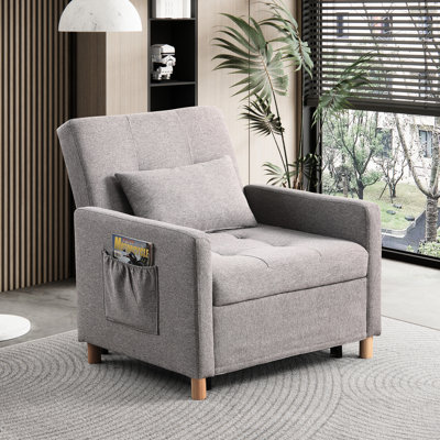 Fauteuil-lit convertible avec dossier ajustable à 3 positions et revêtement en tissu confortable, idéal pour le salon ou le bureau. Structure en acier, profondeur 30,61 cm, revêtement souple, inclinable. Convient pour chambre, dortoir ou appartement.