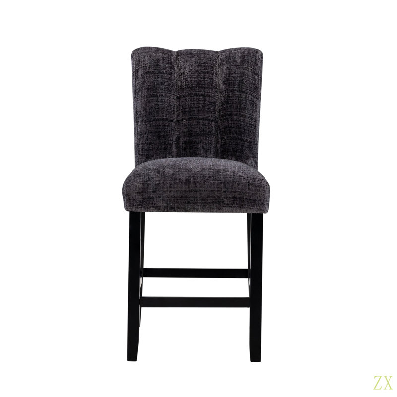 Tabourets de bar Magaly (ensemble de 2), Siège noir / cadre noir