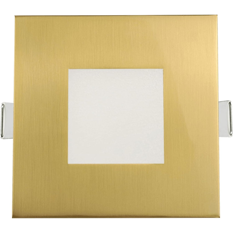 Perlglow 4" Square 12W ‎850 Lumens 5CCT Slim Light, Brushed Brass