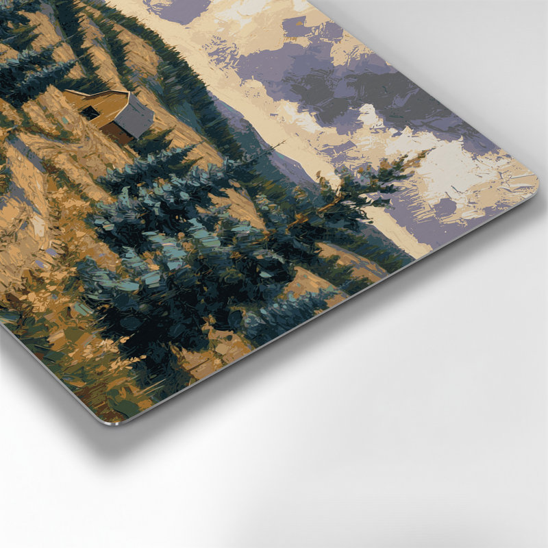 Farm Pine Trees Gray Metal Wall Art, 20" H x 24" W