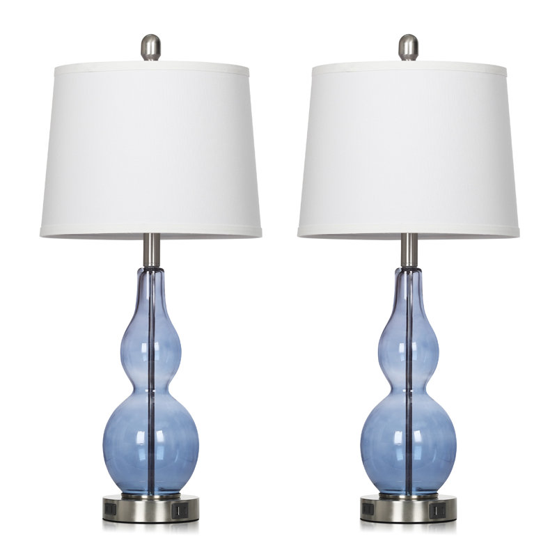 28” Dimmable Glass Table Lamps with Touch Control & Dual USB Ports