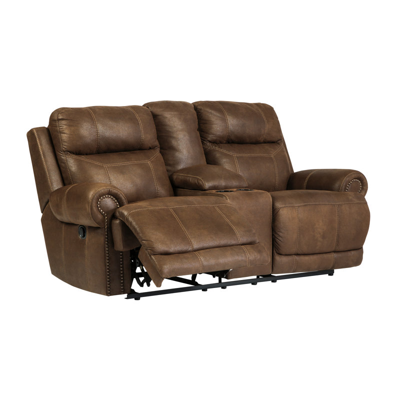 Culver Faux Leather Loveseat, Brown Faux Leather, Manual