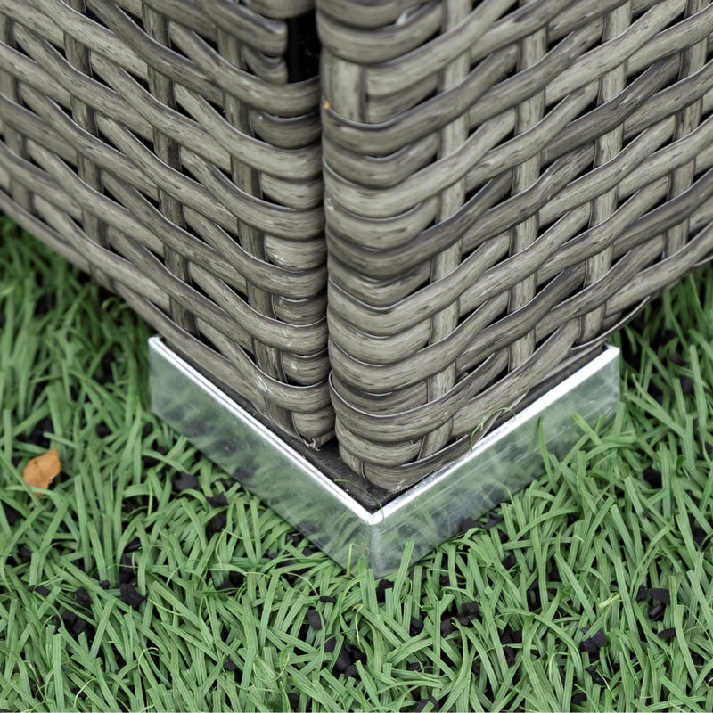 Ensemble de canapé modulaire d'extérieur en rotin et osier 4 pièces, Gris