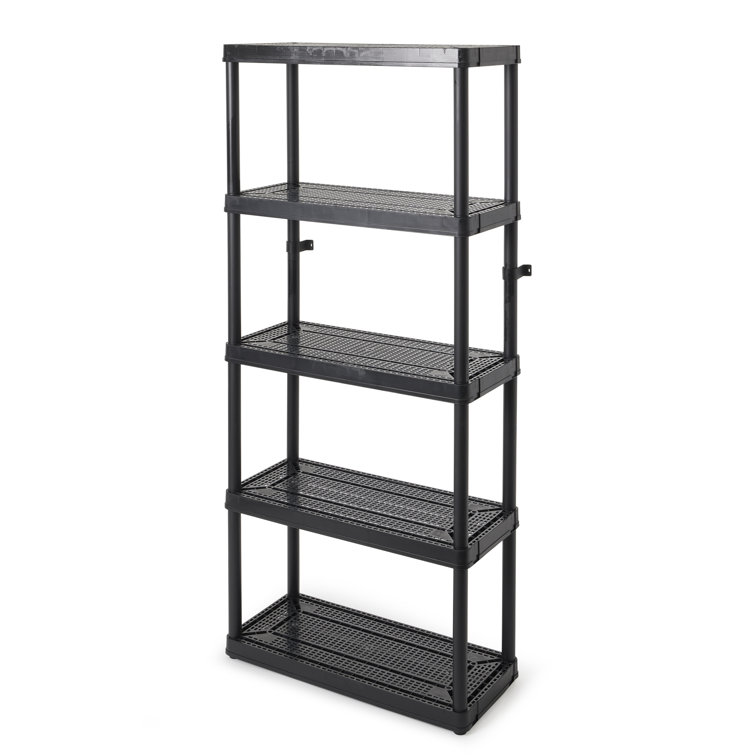 Gracious Living Multipurpose 4 Shelf Fixed Height Solid Plastic Resin  Storage Unit for Indoor and Outdoor Home or Office Organization - Black