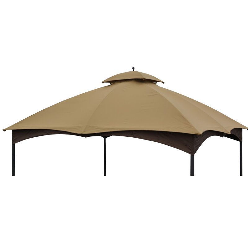 Tan and Brown Polyester Rectangular Gazebo Replacement Canopy