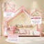 Cadre de lit Montessori pour lit simple, en forme de maison et avec barrières de sécurité, rose