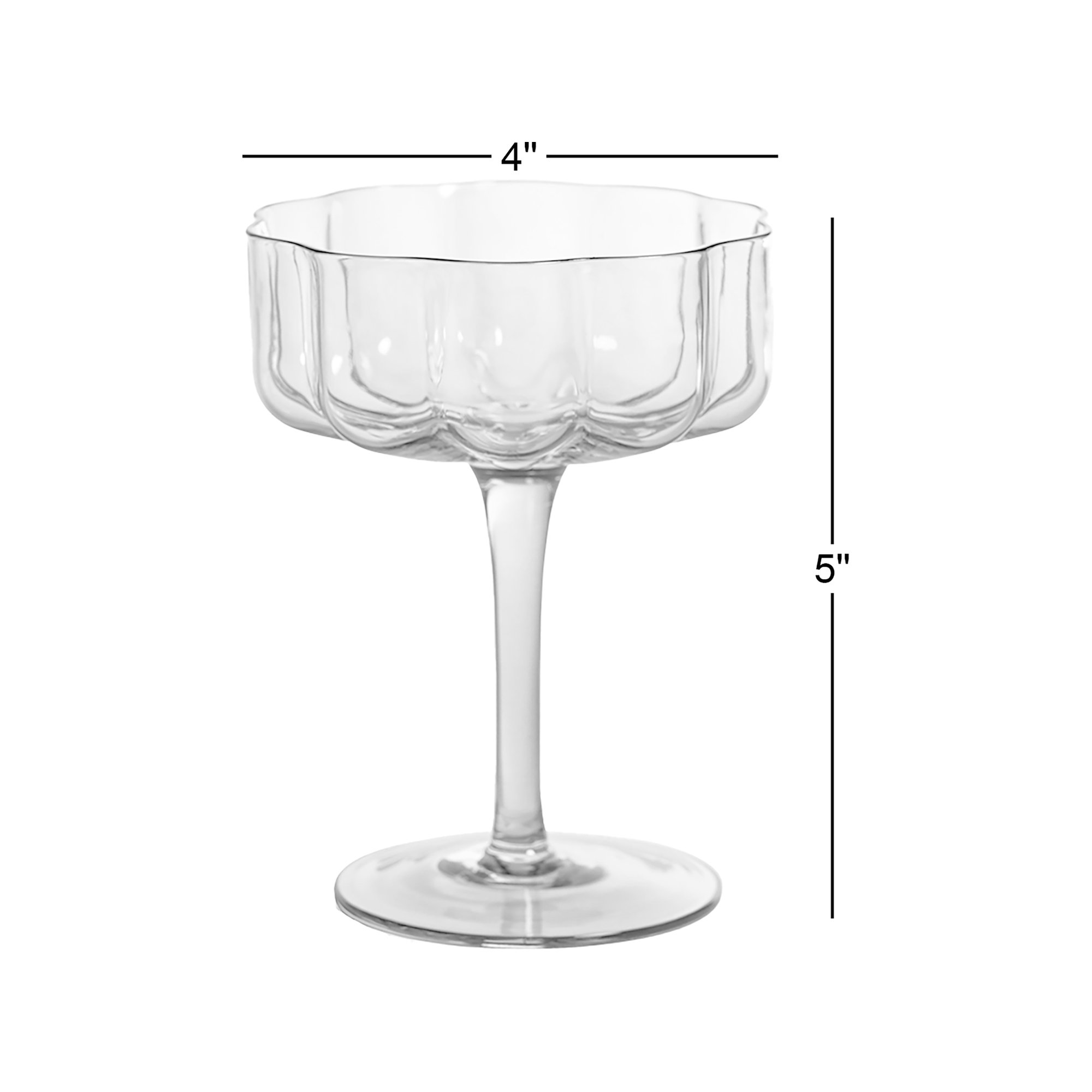 Reinhard 4-Piece Set Handblown Coupe Glasses, Clear