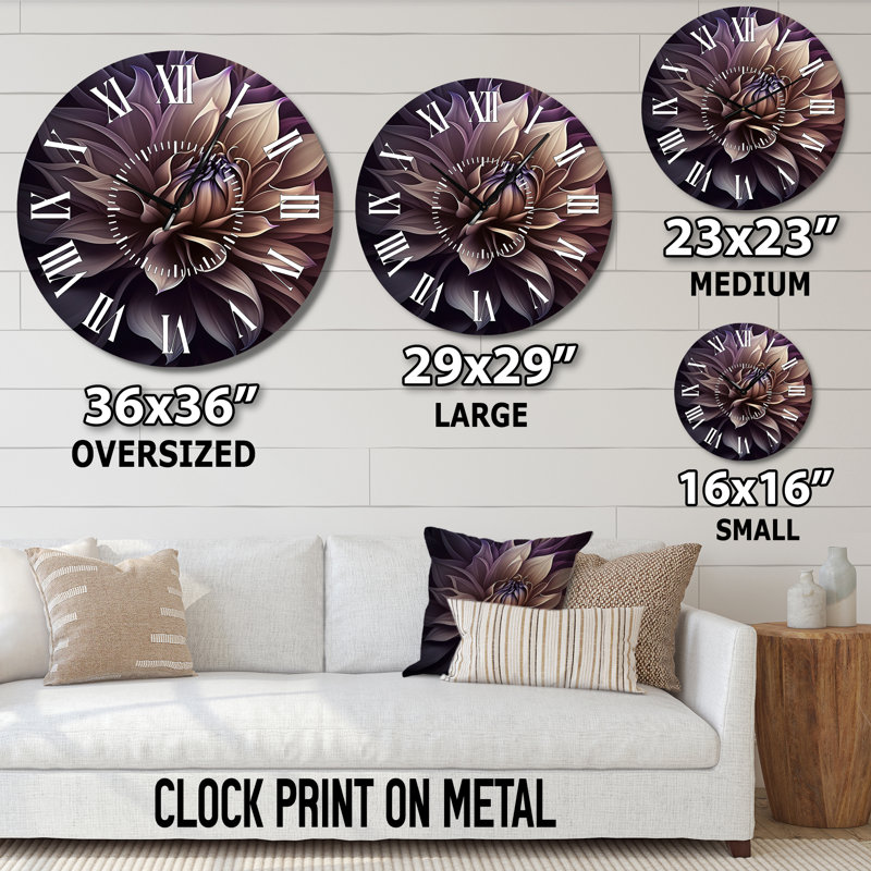 Horloge murale mauve Dahlia, Surdimensionné