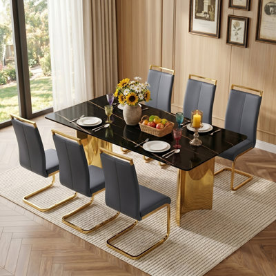 Ensemble de salle à manger 7 pièces Keligot Modern Glam