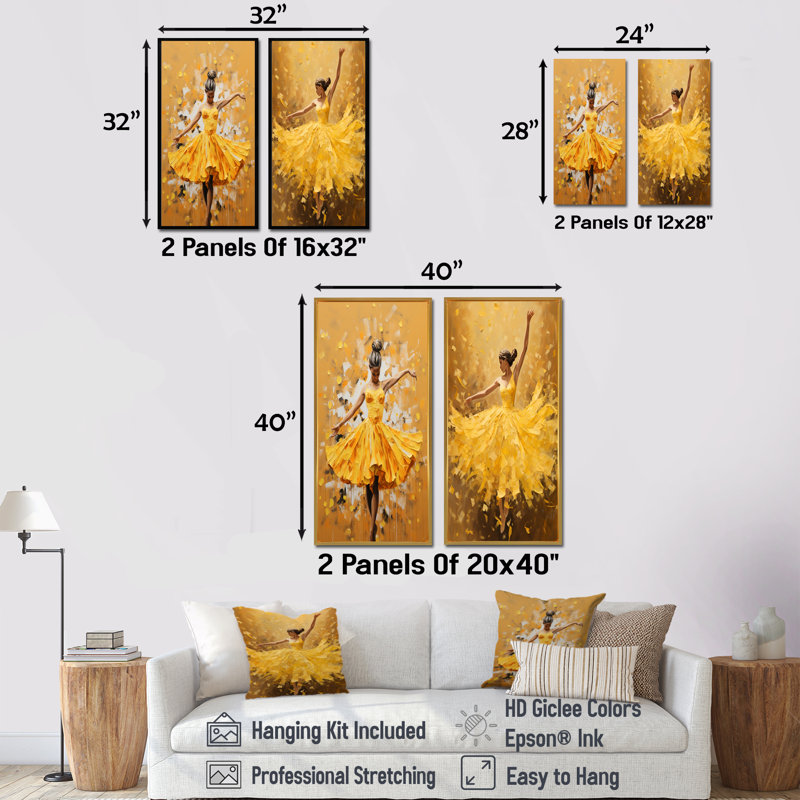 Ensemble de 2 beurres beurrés au beurre - Popcorn Wall Art, H 28 po x l 25 po, Toile tendue